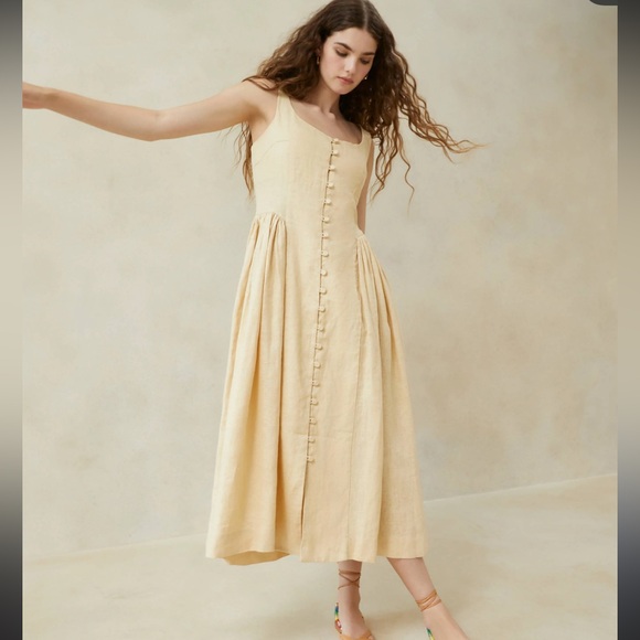 Loeffler Randall Dresses & Skirts - New Loeffler Randall drop waist S sand Midi Dress Cottagecore Fairy Prairie